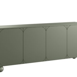 Bogart Komoda Sonita II 200 cm čtyřdveřová se čtyřmi skrytými zásuvkami - olivová / nohy koule
