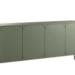 Bogart Moderní komoda Sonita 200 cm čtyřdveřová - olivová / černé nohy