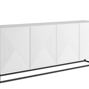 Bogart Moderní komoda Usha 200 cm čtyřdveřová - bílý mat/černý rám