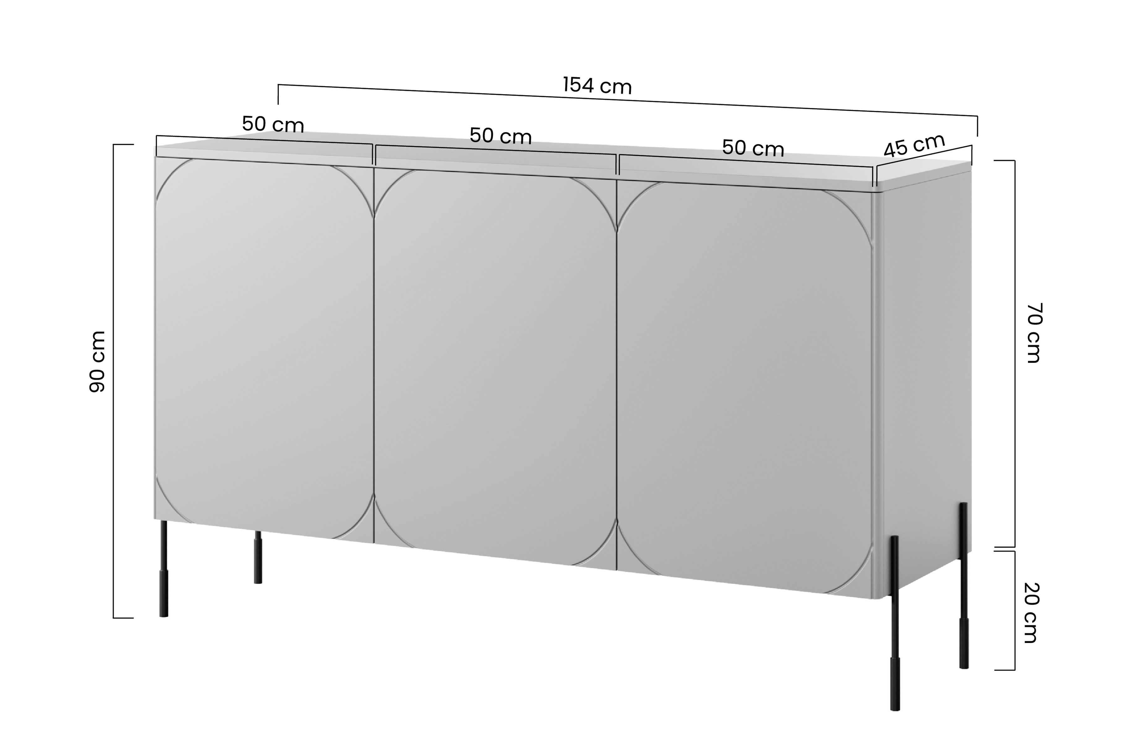 Bogart Třídveřová komoda Sonita na kovových nohách 150 cm - olivová - Obrázek 2