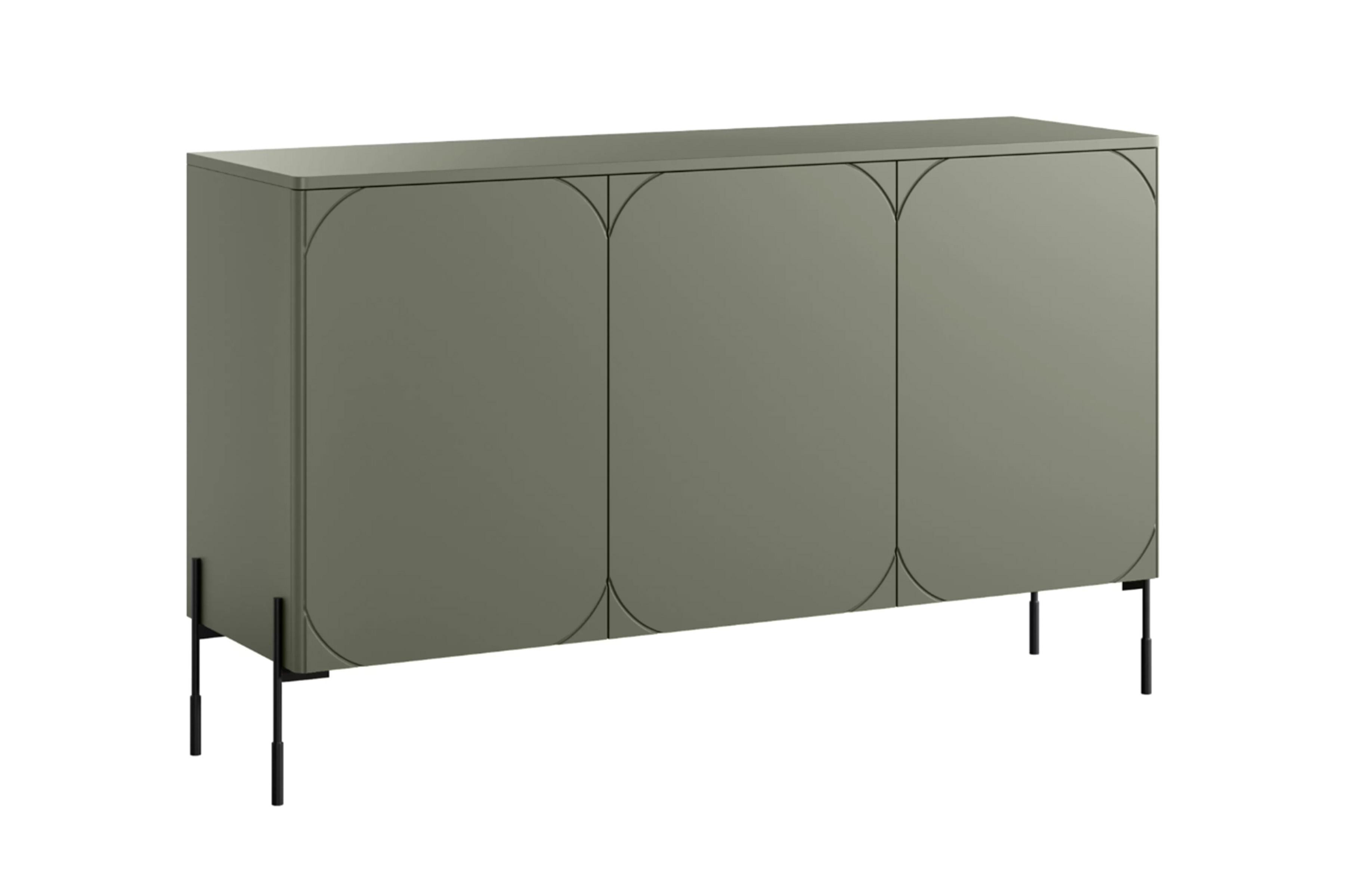 Bogart Třídveřová komoda Sonita na kovových nohách 150 cm - olivová