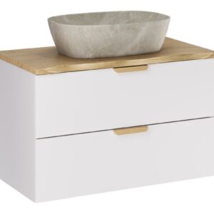 Comad Závěsná skříňka Aster Nature Anna s deskou a umyvadlem 80 cm bílá/dub cremona