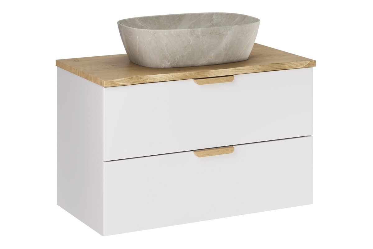 Comad Závěsná skříňka Aster Nature Anna s deskou a umyvadlem 80 cm bílá/dub cremona