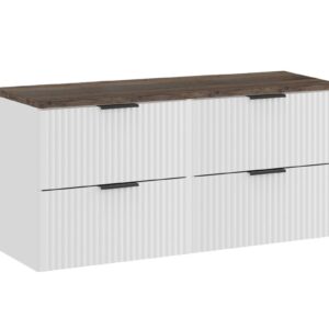 Comad Závěsná skříňka pod umyvadlo Casad s deskou 120 cm bílá/dub santafe vintage
