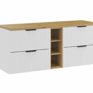 Comad Závěsná skříňka pod umyvadlo Casad s deskou 140 cm bílá/dub artisan