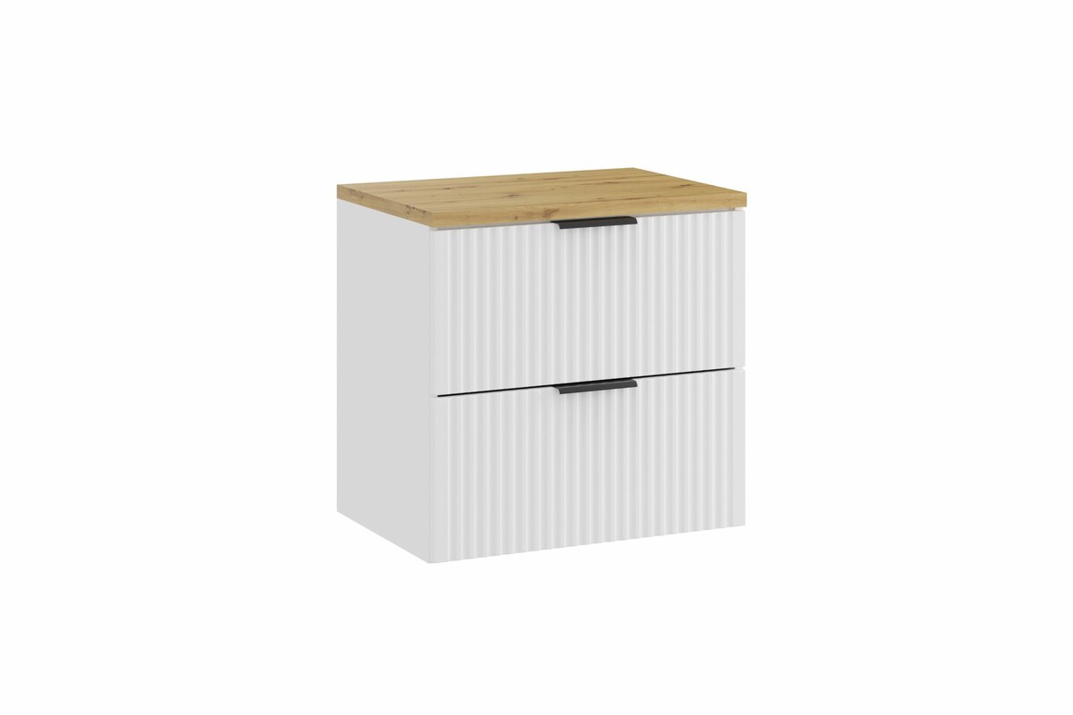 Comad Závěsná skříňka pod umyvadlo Casad s deskou 60 cm bílá/dub artisan