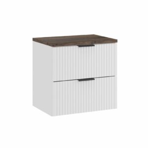 Comad Závěsná skříňka pod umyvadlo Casad s deskou 60 cm bílá/dub santa fe vintage