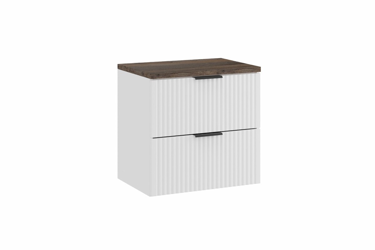 Comad Závěsná skříňka pod umyvadlo Casad s deskou 60 cm bílá/dub santa fe vintage
