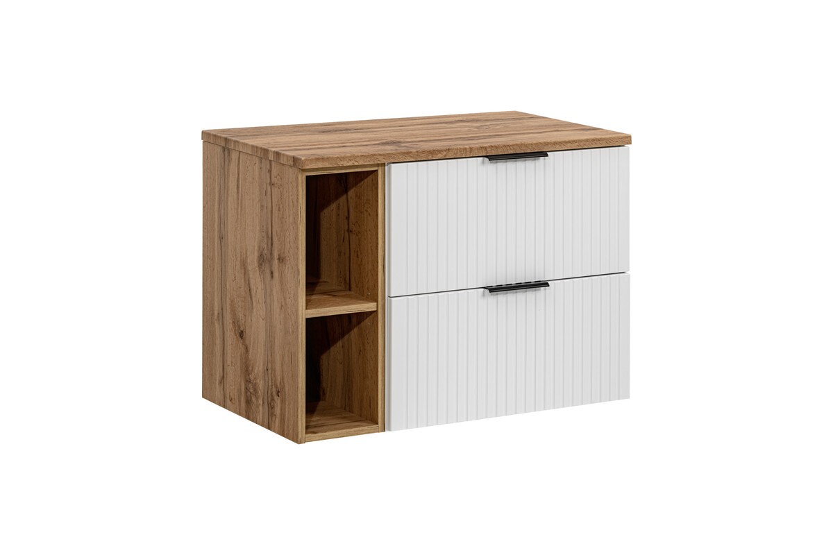Comad Závěsná skříňka pod umyvadlo Casad s deskou 80 cm bílá/dub wotan