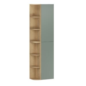 Comad Závěsná vysoká koupelnová skříňka Aster I 160 cm zelená/dub cremona
