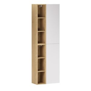 Comad Závěsná vysoká koupelnová skříňka Aster II 160 cm bílá/dub cremona