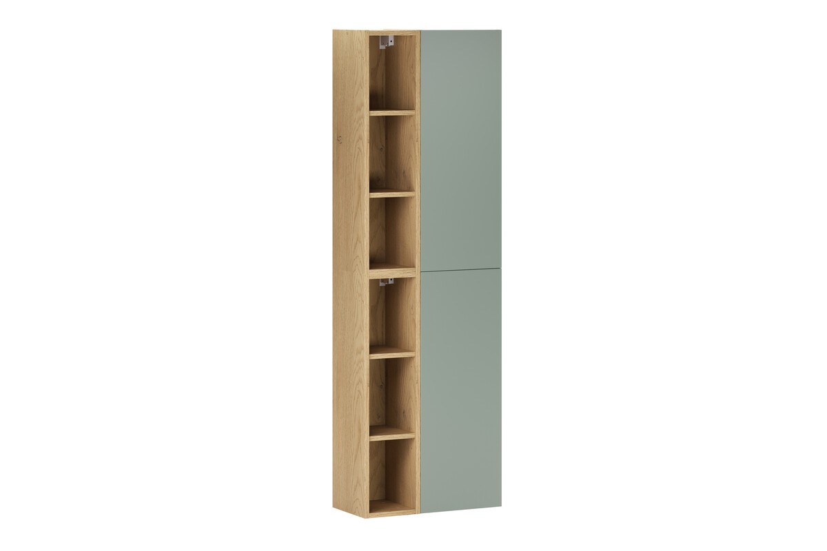 Comad Závěsná vysoká koupelnová skříňka Aster II 160 cm zelená/dub cremona