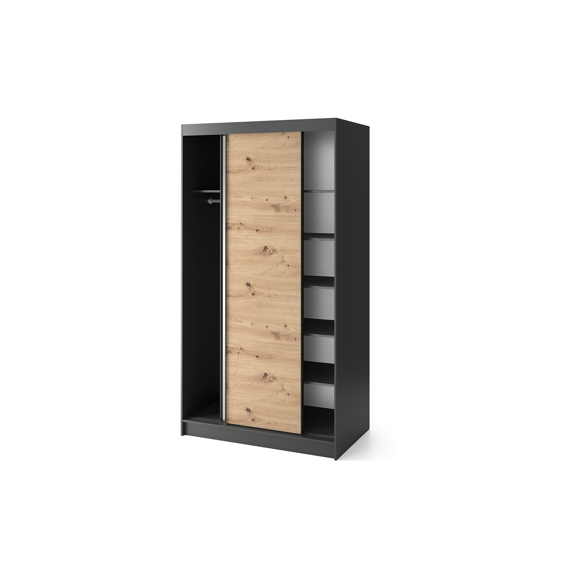 Eltap Šatní skříň Esville se zrcadlem 120 cm dub Artisan/černá - Obrázek 2
