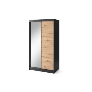 Eltap Šatní skříň Esville se zrcadlem 120 cm dub Artisan/černá