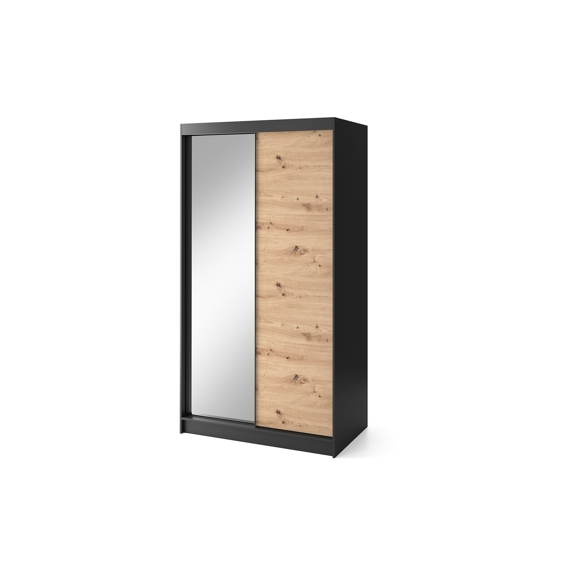 Eltap Šatní skříň Esville se zrcadlem 120 cm dub Artisan/černá