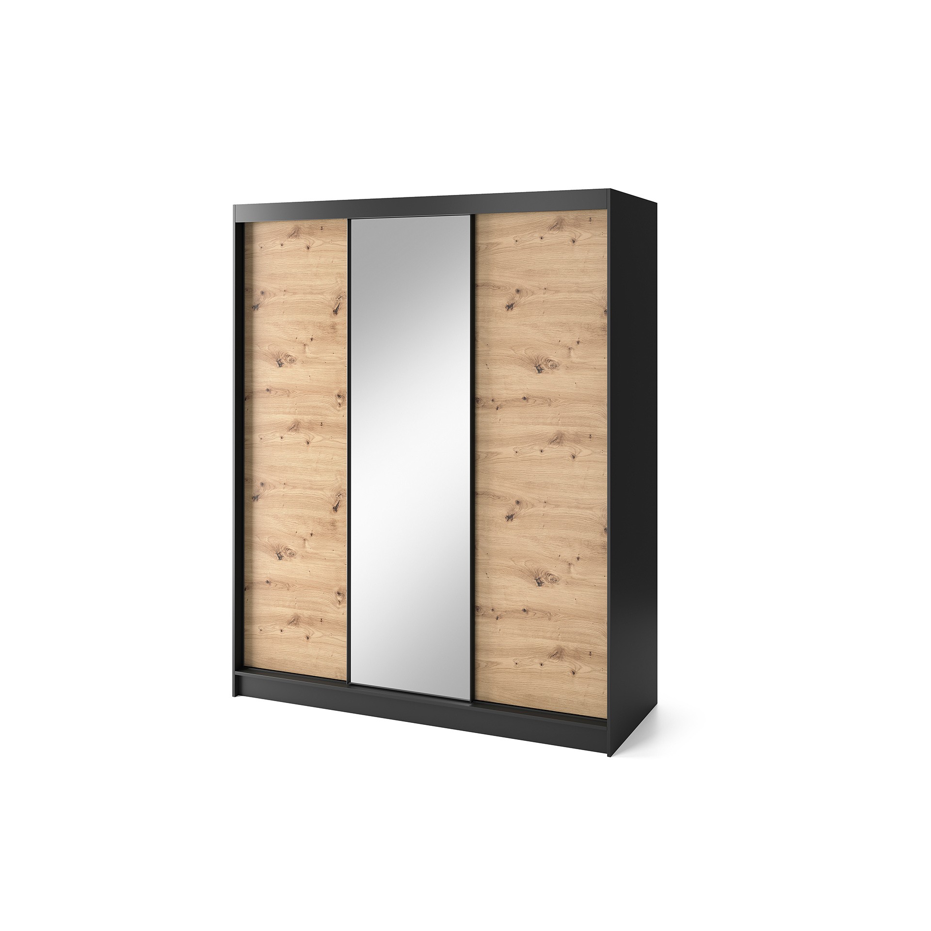 Eltap Šatní skříň Esville se zrcadlem 180 cm dub Artisan/černá