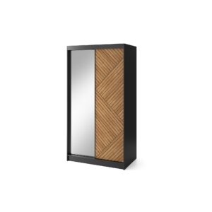 Eltap Šatní skříň Marrphy se zrcadlem 120 cm dub Caramel/černá