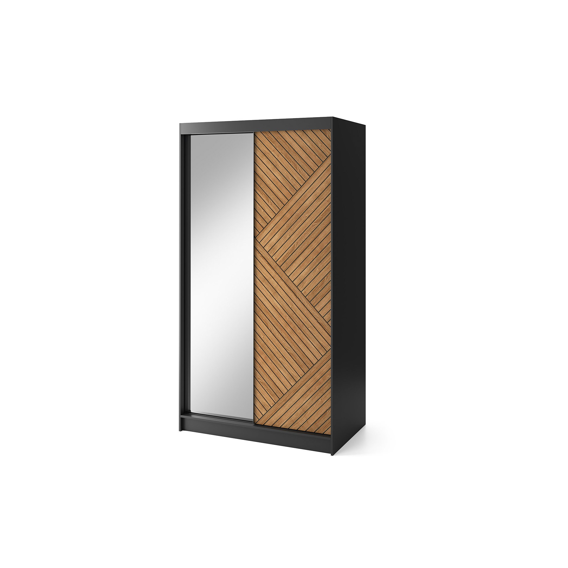 Eltap Šatní skříň Marrphy se zrcadlem 120 cm dub Caramel/černá