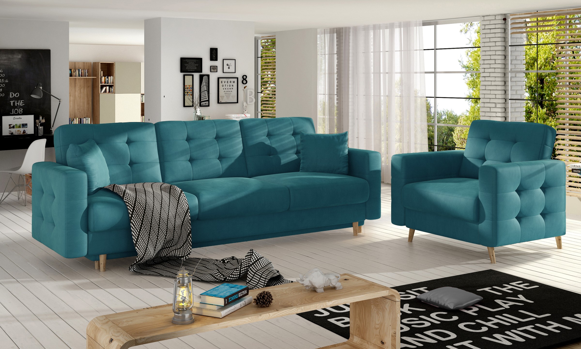 Eltap Sedací souprava ASGARD 3+1 Mat Velvet 75 zelená - Obrázek 2