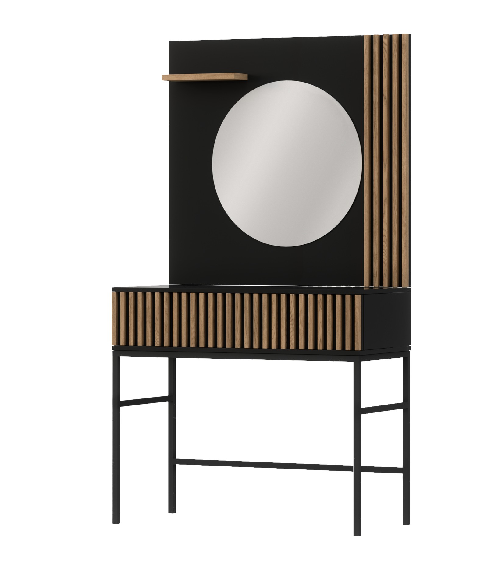 Eltap Toaletní stolek se zrcadlem Meorati 85 cm černý/dub Artisan