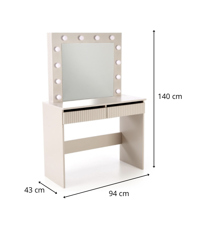 HALMAR Toaletní stolek HOLLYWOOD s LED osvětlením 94 cm kašmírový - Obrázek 2