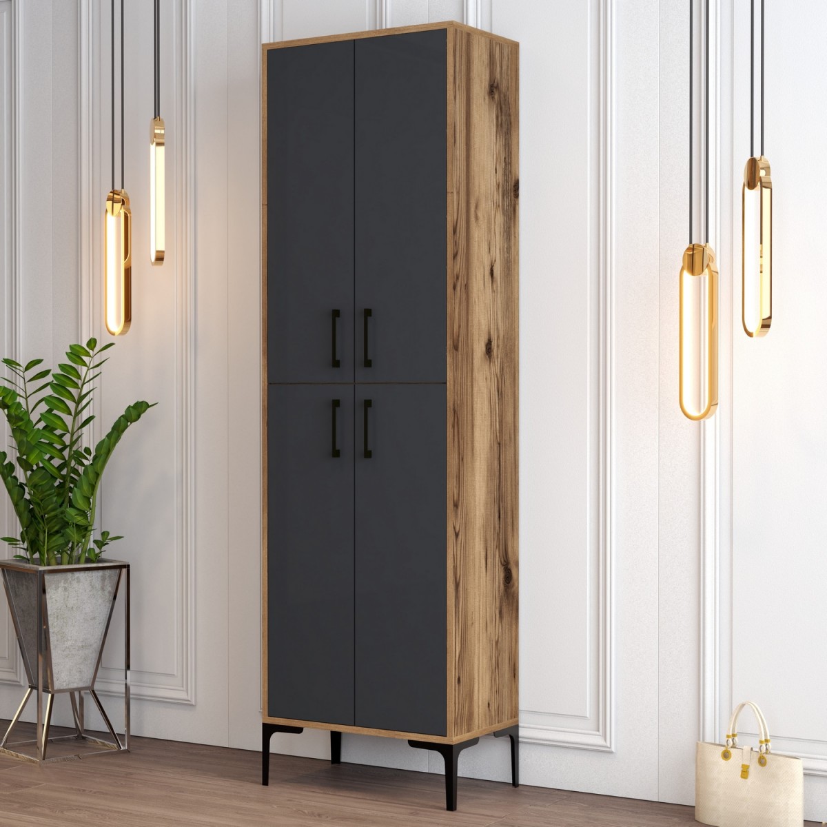 Hanah Home Botník Berlin 60x200 cm antracit/ořech - Obrázek 2
