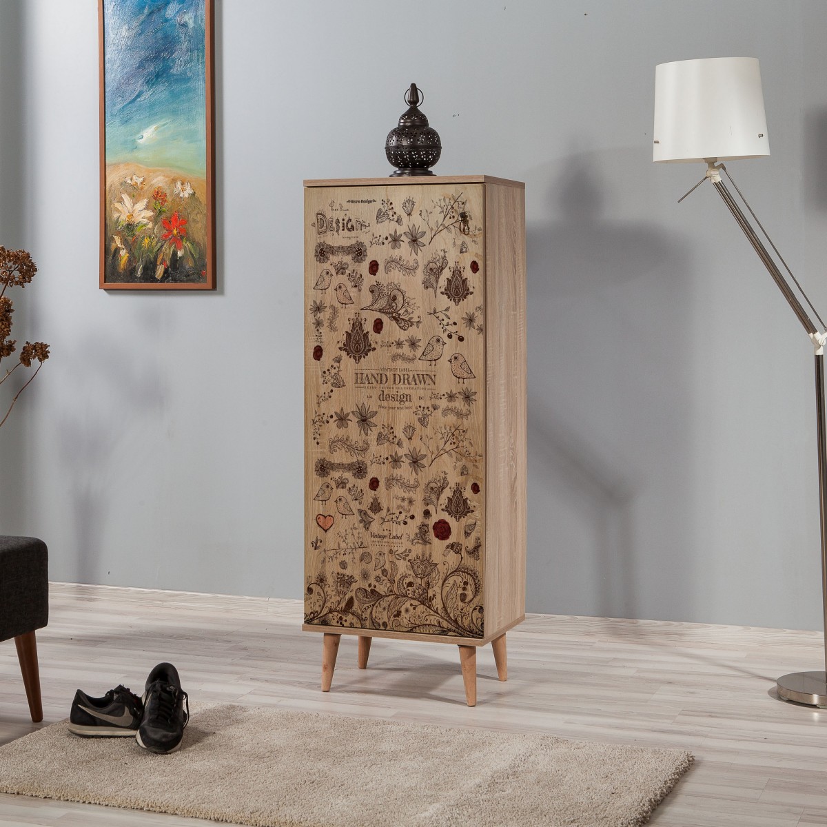 Hanah Home Botník Filinta Birds 50x135 cm dub sonoma - Obrázek 2