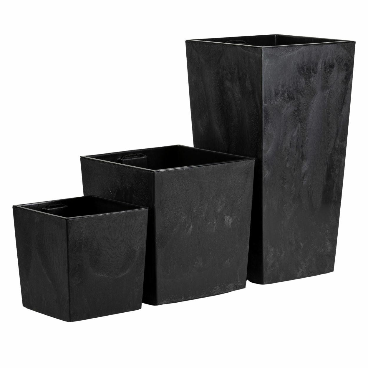 HowHomely Sada 3 ks květináčů Walter černý beton