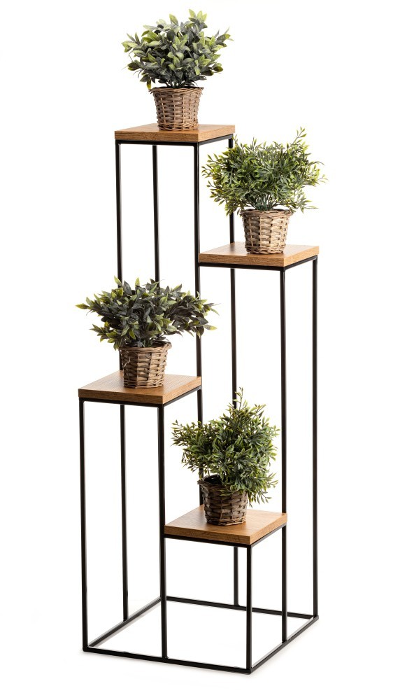 HowHomely Stojan na květiny Quattro 110 cm černý