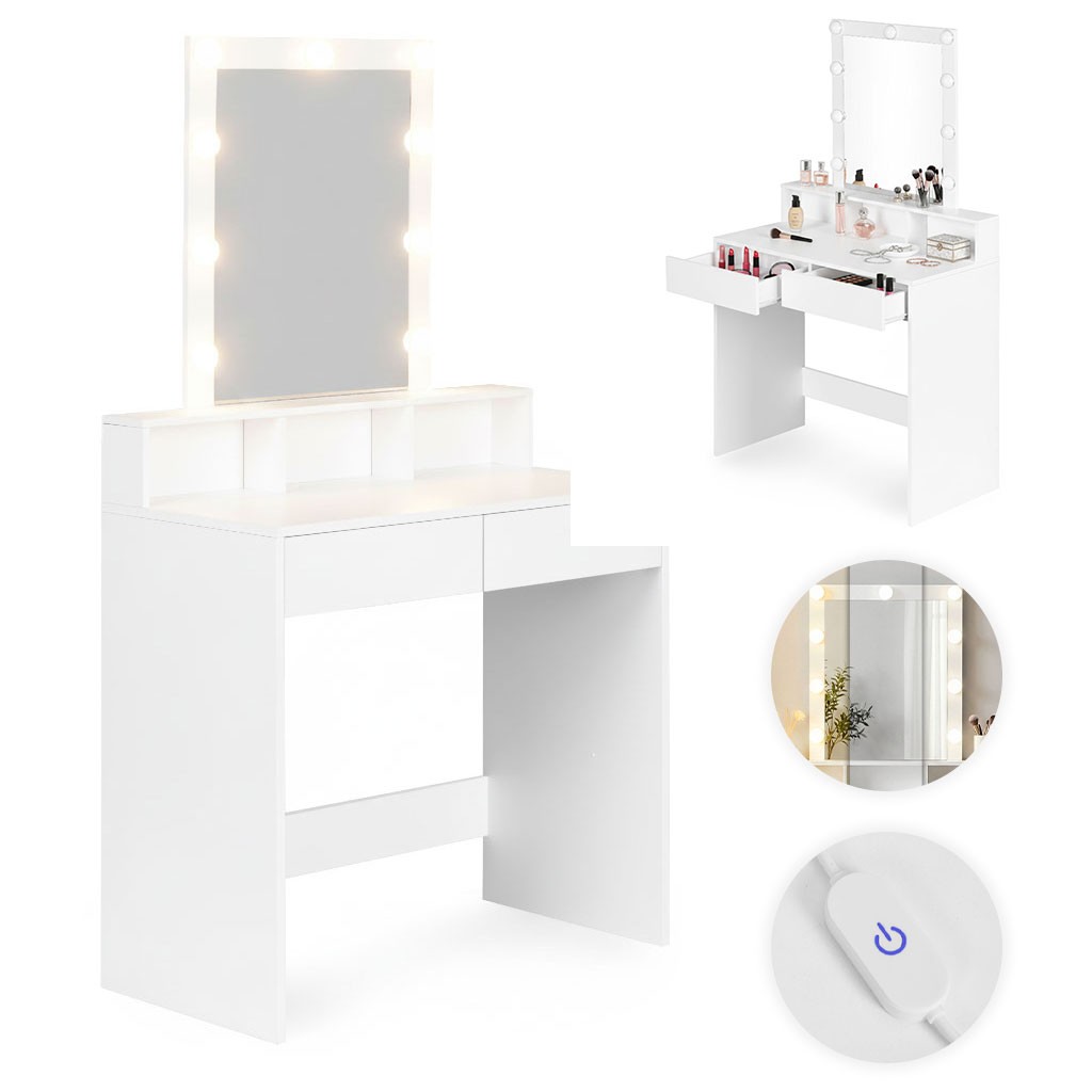 MODERNHOME Toaletní stolek s LED osvětlením Cirko 80 cm bílý - Obrázek 2