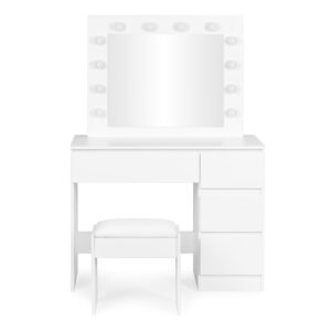 MODERNHOME Toaletní stolek s LED osvětlením a taburetem Rety 94 cm bílý II