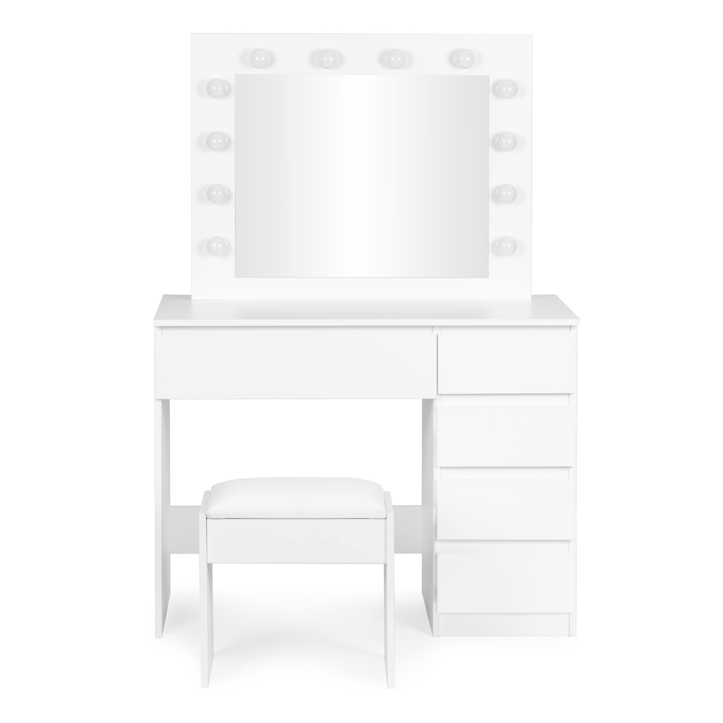 MODERNHOME Toaletní stolek s LED osvětlením a taburetem Rety 94 cm bílý