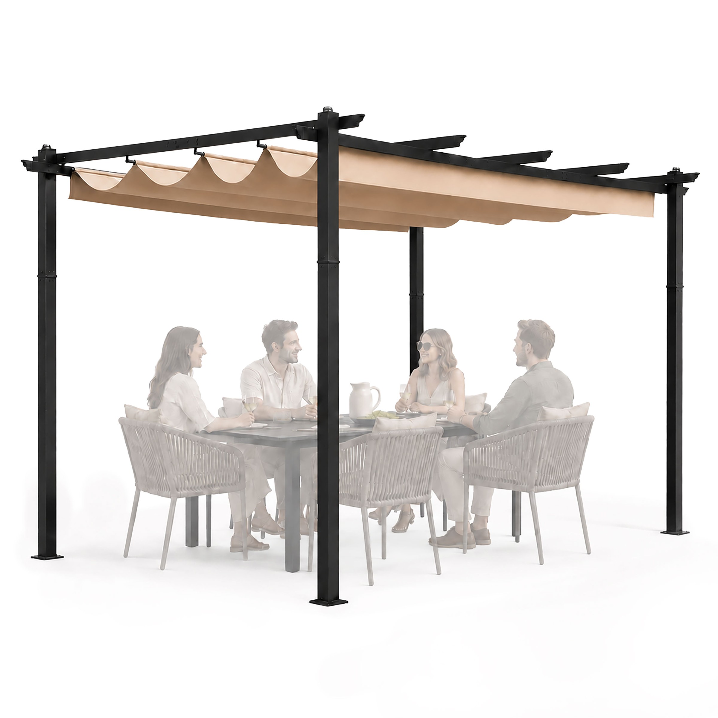 MultiGarden Zahradní pergola s posuvným střešním systémem Zenia 3x4 m béžová - Obrázek 2