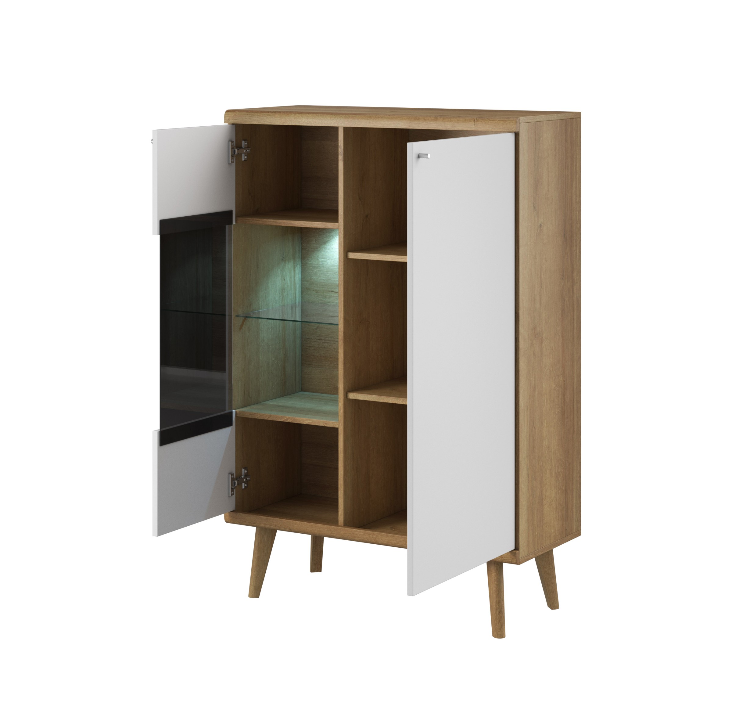 Piaski Vitrína Primo 90 cm dub Riviéra/bílá - Obrázek 2