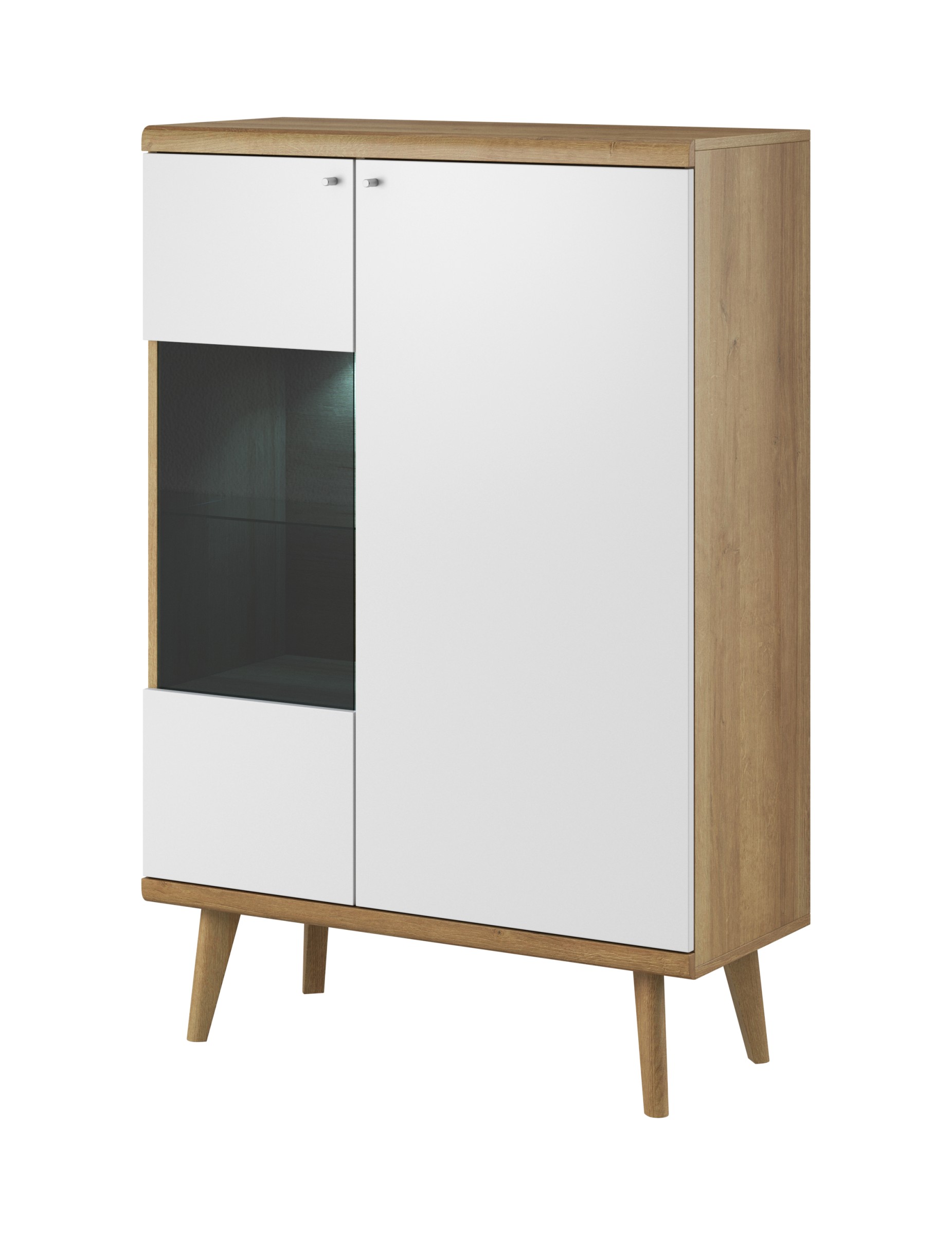 Piaski Vitrína Primo 90 cm dub Riviéra/bílá