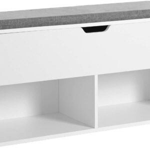 SONGMICS Botník Vasagle Lenda s lavicí a úložným prostorem 100 cm bílý/šedý