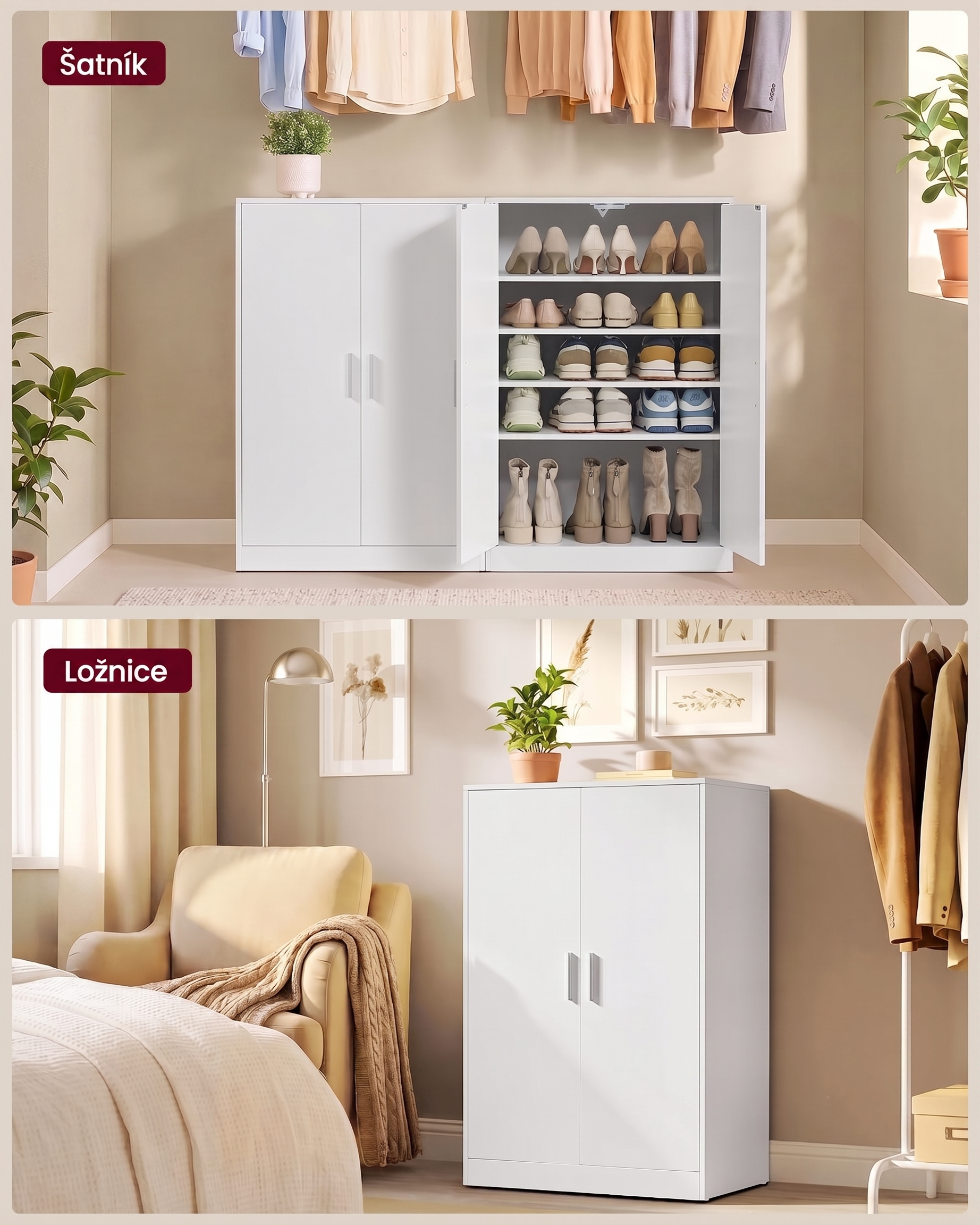 SONGMICS Botník Vasagle Uno 60 cm bílý - Obrázek 2
