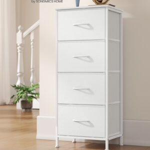 SONGMICS Komoda 4 látkové zásuvky 40 x 95 x 30 cm bílá