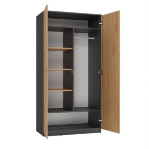 TP Living Šatní skříň MALWA 90 cm antracit/dub artisan