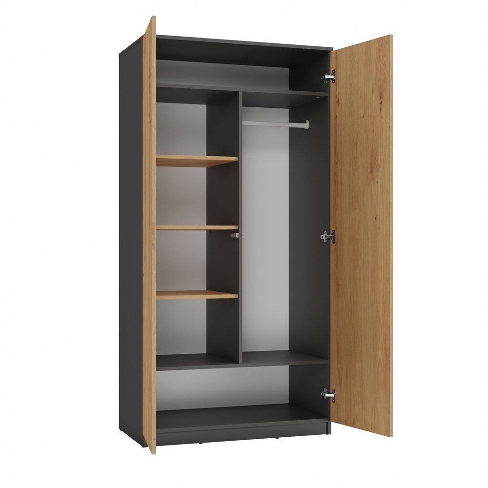 TP Living Šatní skříň MALWA 90 cm antracit/dub artisan