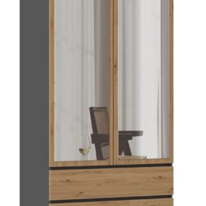 TP Living Šatní skříň SS-90 se zrcadlem 180 cm antracitová/dub artisan