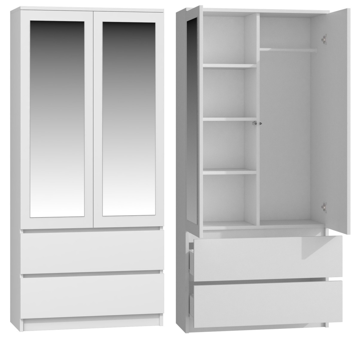 TP Living Šatní skříň se zrcadlem SS-90 bílá - Obrázek 2
