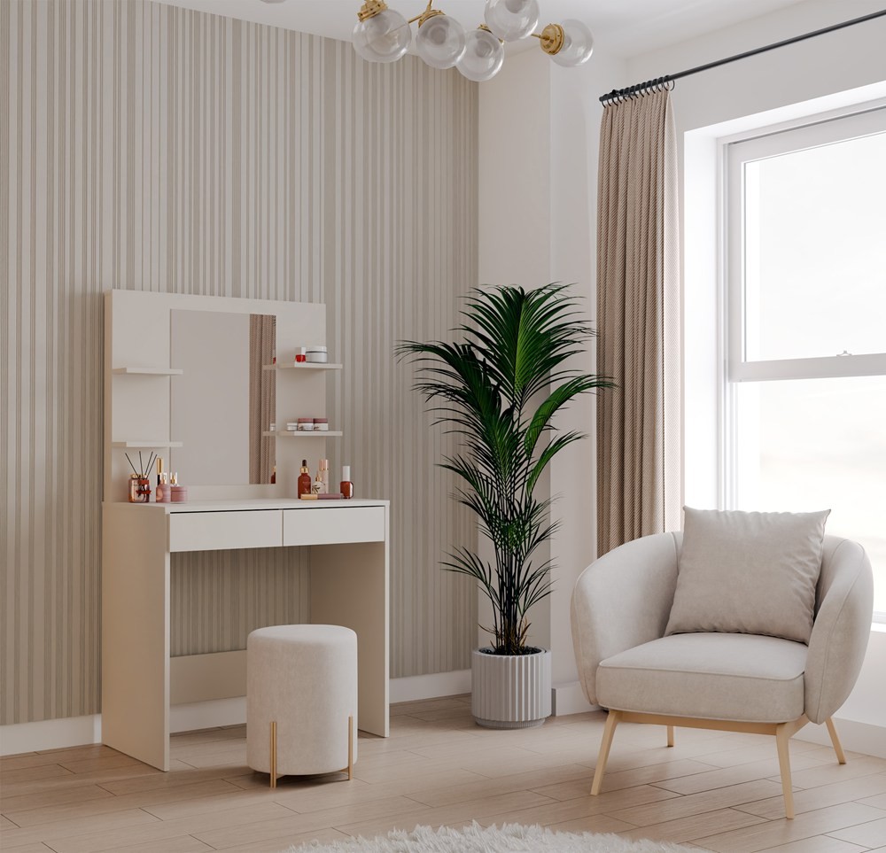 TP Living Toaletní stolek Marina 81 cm se zrcadlem kašmírový - Obrázek 2