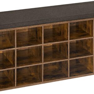 VASAGLE Botník s lavicí 15 přihrádek 105 x 48 x 30 cm hnědá
