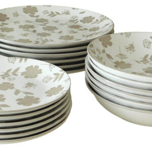 PROHOME - Talířová sada 18-dílná květy, porcelán