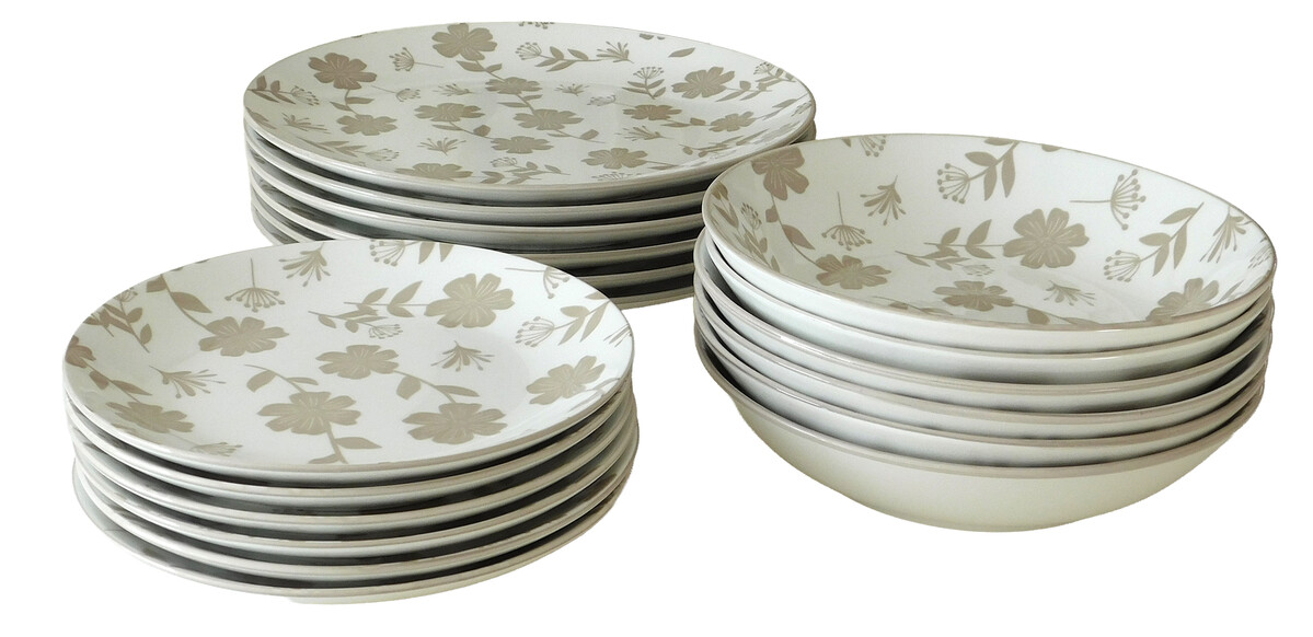 PROHOME - Talířová sada 18-dílná květy, porcelán